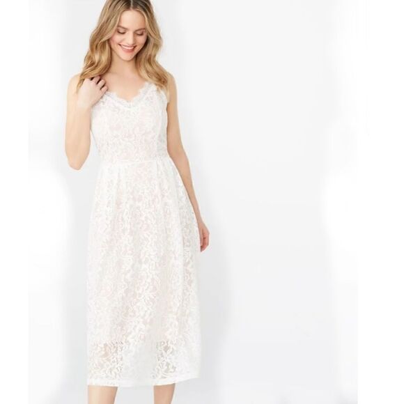 NWT A.B.S COLLECTION WHITE LACE DRESS SZ M - Picture 1 of 8